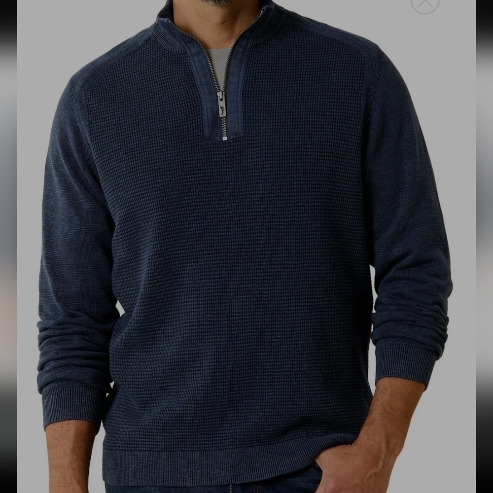 TOMMY BAHAMA NEW MEN'S TIDEMARK HALF ZIP MOCK NECK  PULLOVER SWEATER L COASTLINE